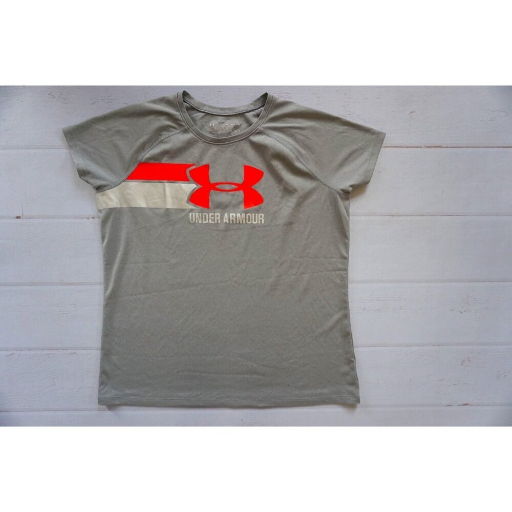 Under Armour Girl’s Gray Heatgear Short Sleeve Shirt - Size XL